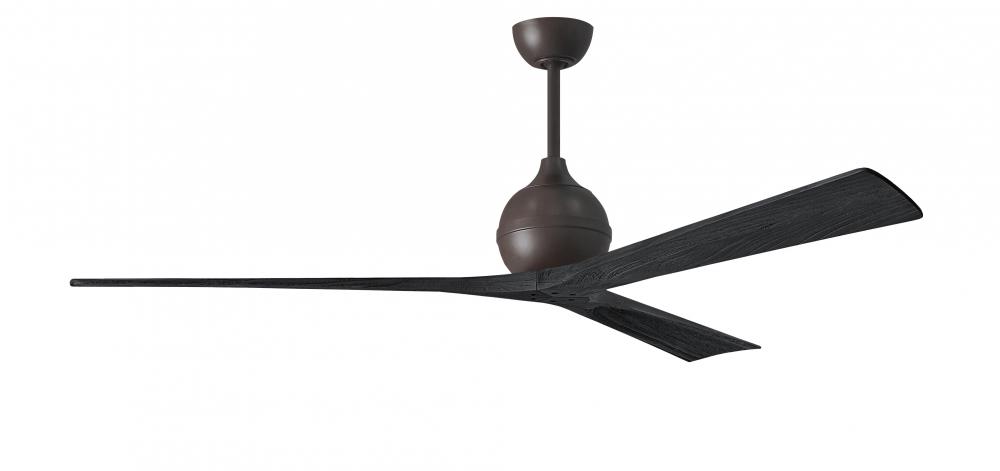 Irene-3 three-blade paddle fan in Textured Bronze finish with 72&#34; solid matte black wood blade