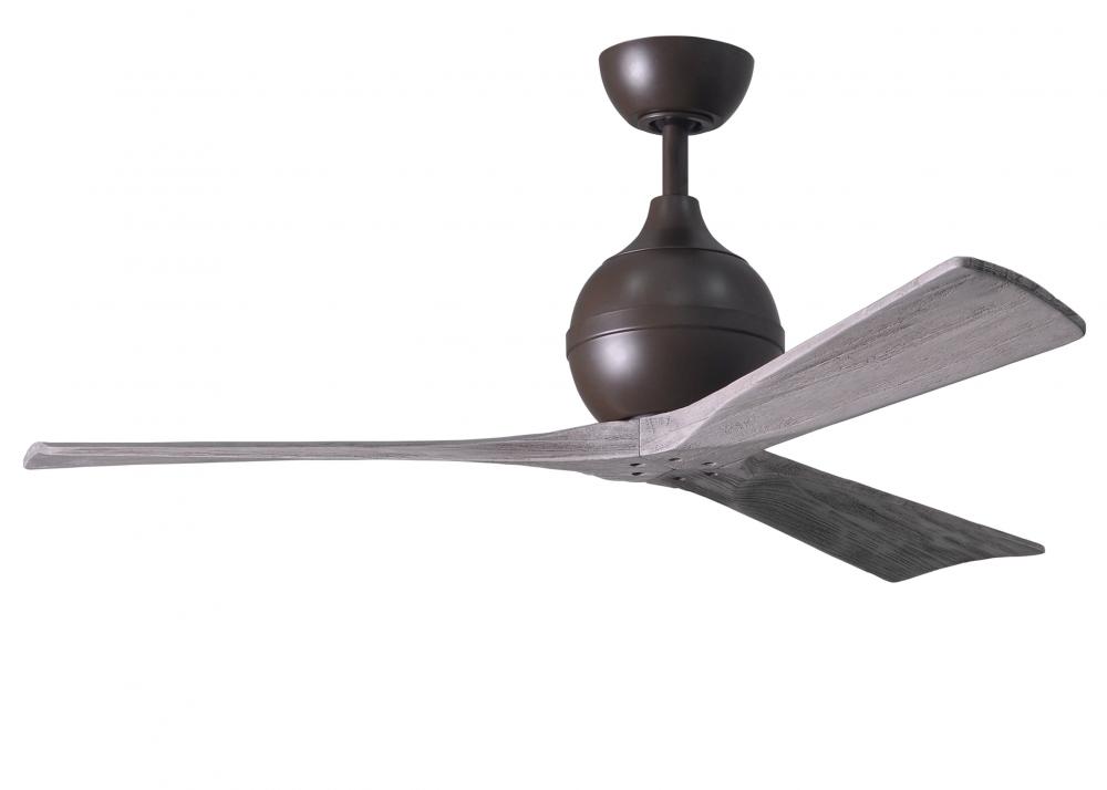 Irene-3 three-blade paddle fan in Textured Bronze finish with 52&#34; solid barn wood tone blades.