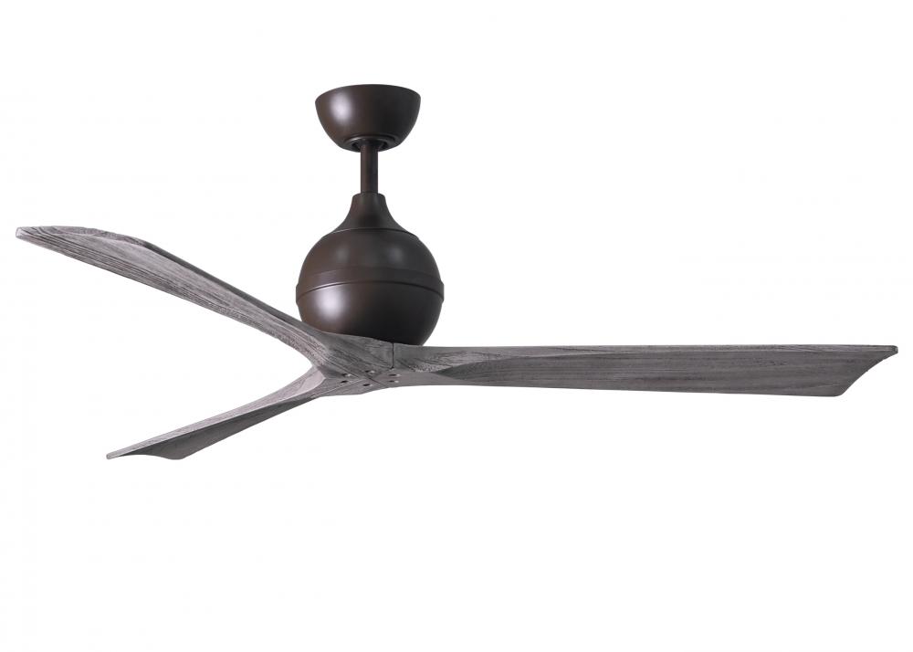 Irene-3 three-blade paddle fan in Textured Bronze finish with 60&#34; solid barn wood tone blades.
