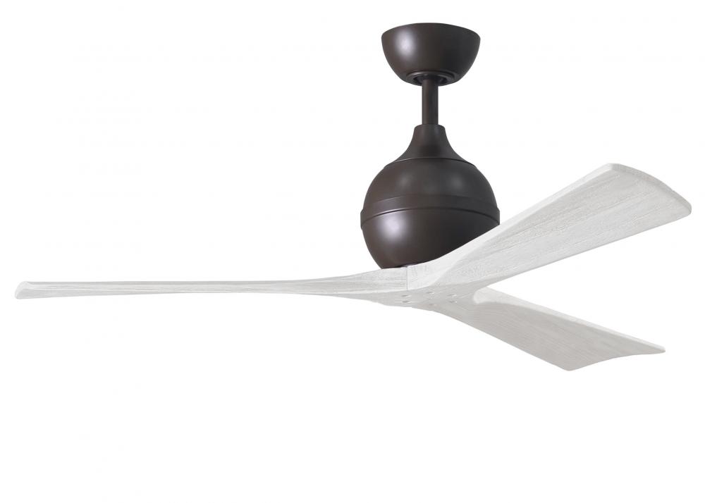 Irene-3 three-blade paddle fan in Textured Bronze finish with 52&#34; solid matte white wood blade