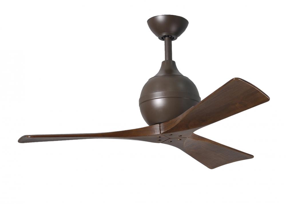 Irene-3 three-blade paddle fan in Textured Bronze finish with 42&#34; solid walnut tone blades.