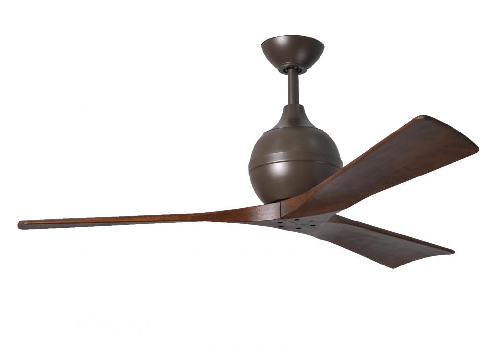Irene-3 three-blade paddle fan in Textured Bronze finish with 52&#34; solid walnut tone blades.