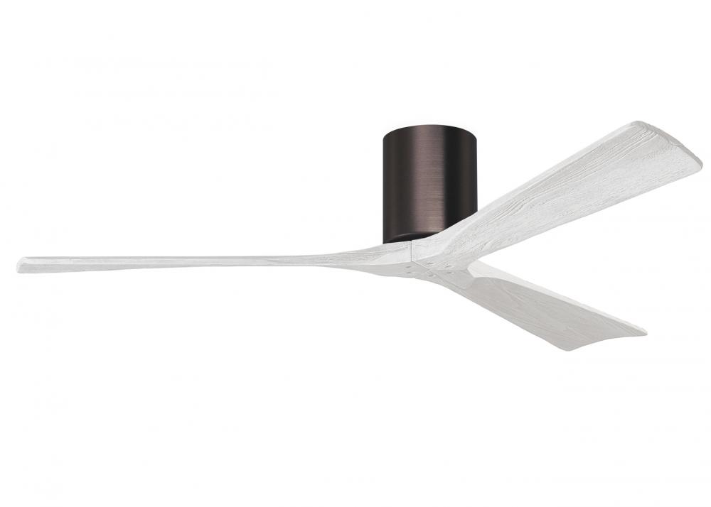 Irene-3H three-blade flush mount paddle fan in Brushed Bronze finish with 60” solid matte white