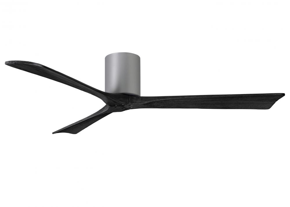 Irene-3H three-blade flush mount paddle fan in Brushed Nickel finish with 60” solid matte black
