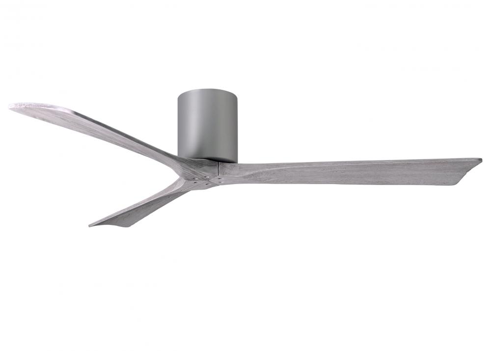Irene-3H three-blade flush mount paddle fan in Brushed Nickel finish with 60” solid barn wood to