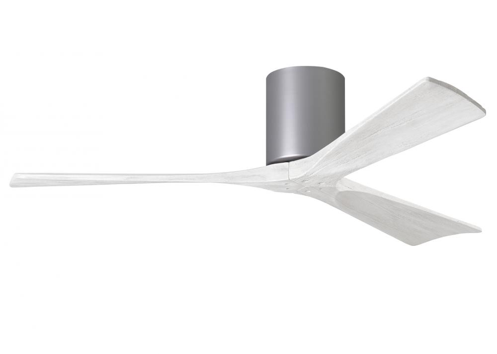 Irene-3H three-blade flush mount paddle fan in Brushed Nickel finish with 52” solid matte white