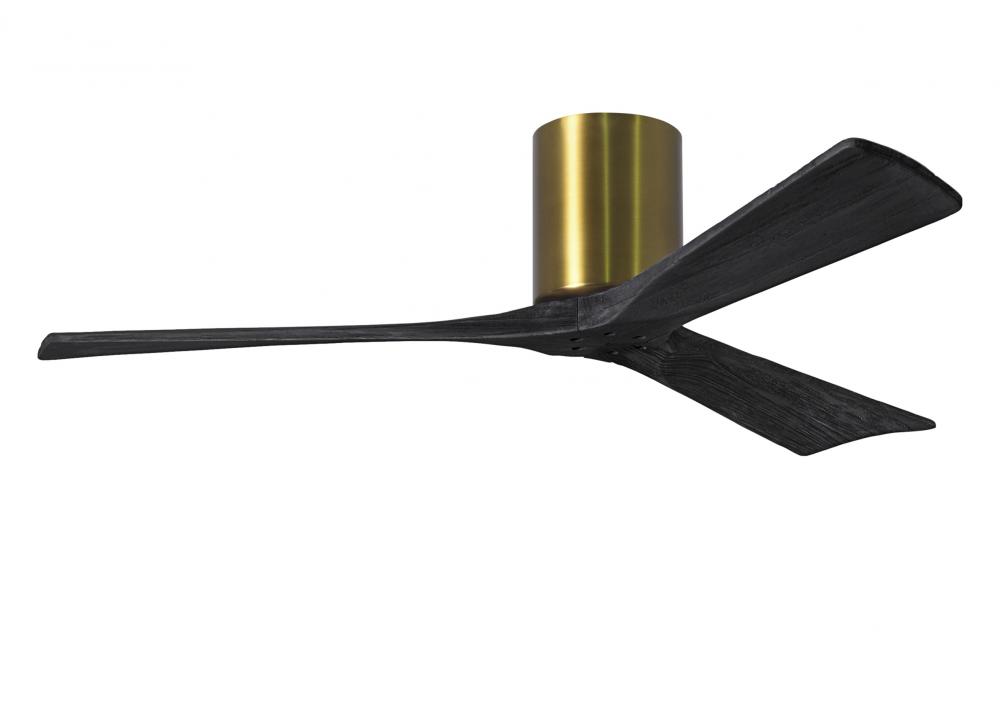 Irene-3H three-blade flush mount paddle fan in Brushed Brass finish with 52” solid matte black w