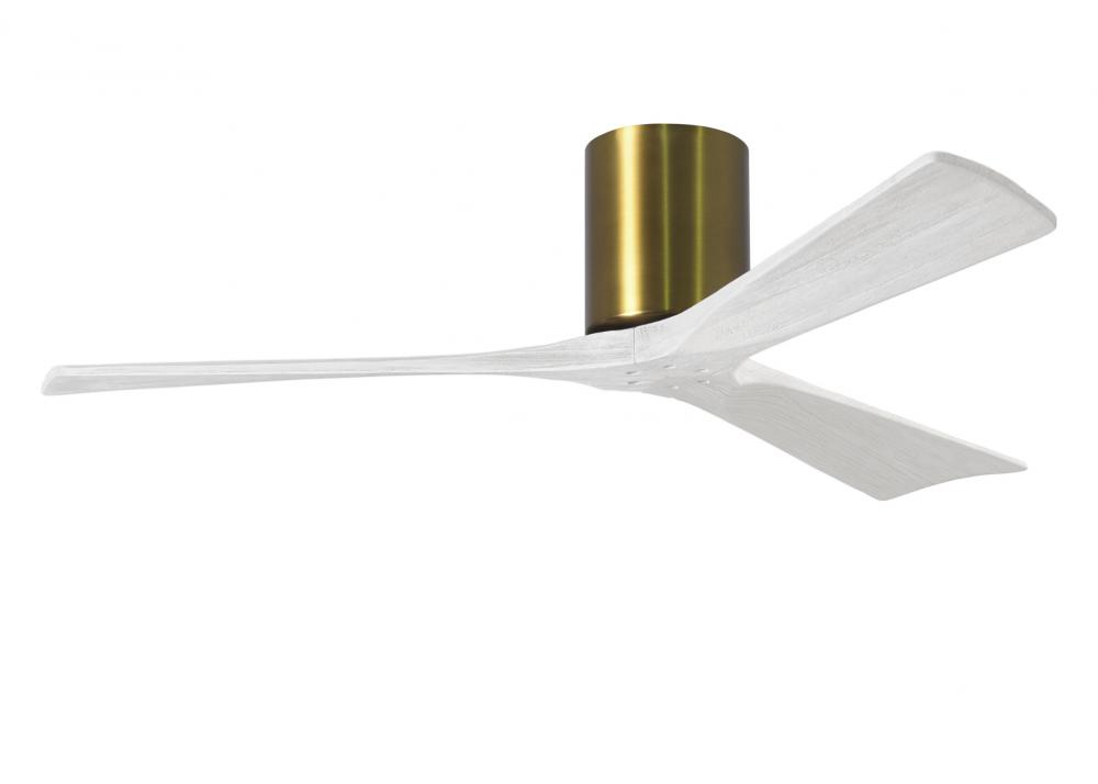 Irene-3H three-blade flush mount paddle fan in Brushed Brass finish with 52” solid matte white w