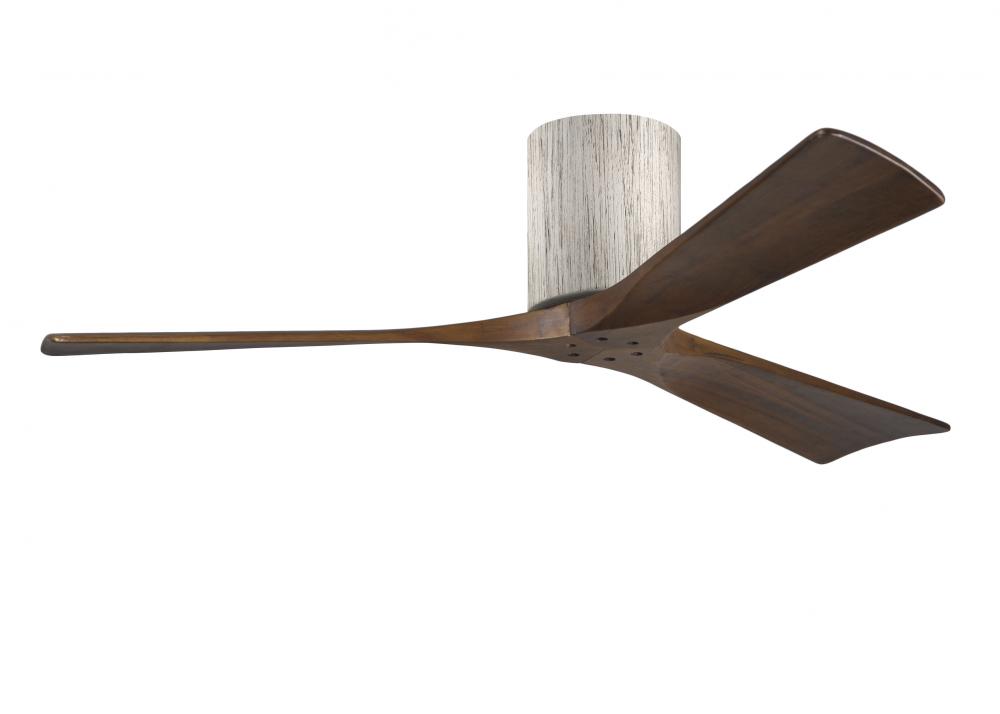 Irene-3H three-blade flush mount paddle fan in Barn Wood finish with 52” solid walnut tone blade