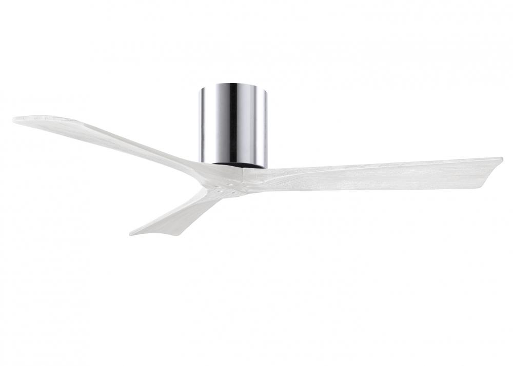 Irene-3H three-blade flush mount paddle fan in Polished Chrome finish with 52” solid matte white