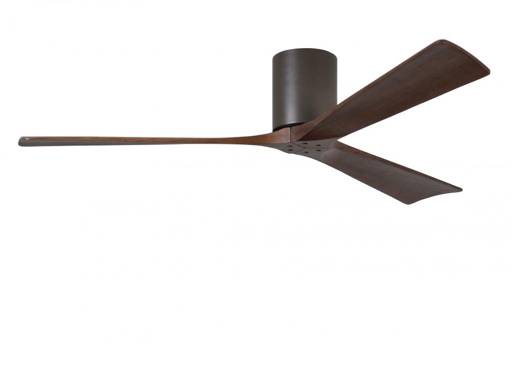 Irene-3H three-blade flush mount paddle fan in Textured Bronze finish with 60” solid walnut tone