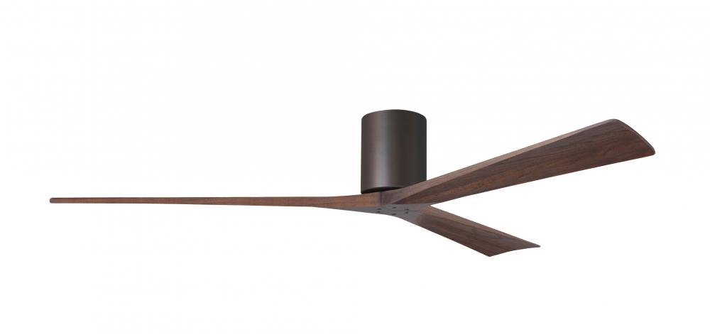 Irene-3H three-blade flush mount paddle fan in Textured Bronze finish with 72” solid walnut tone