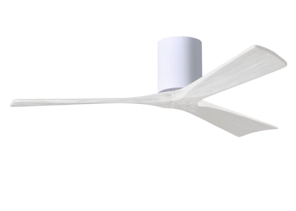 Irene-3H three-blade flush mount paddle fan in Gloss White finish with 52” solid matte white woo