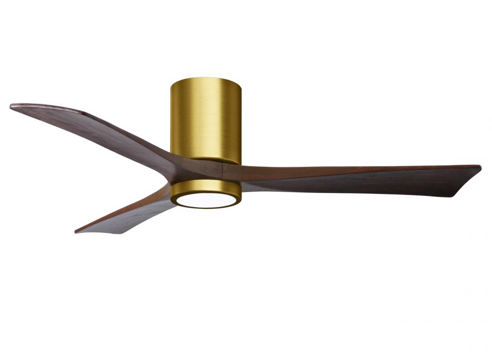Irene-3HLK three-blade flush mount paddle fan in Brushed Brass finish with 52” solid walnut tone