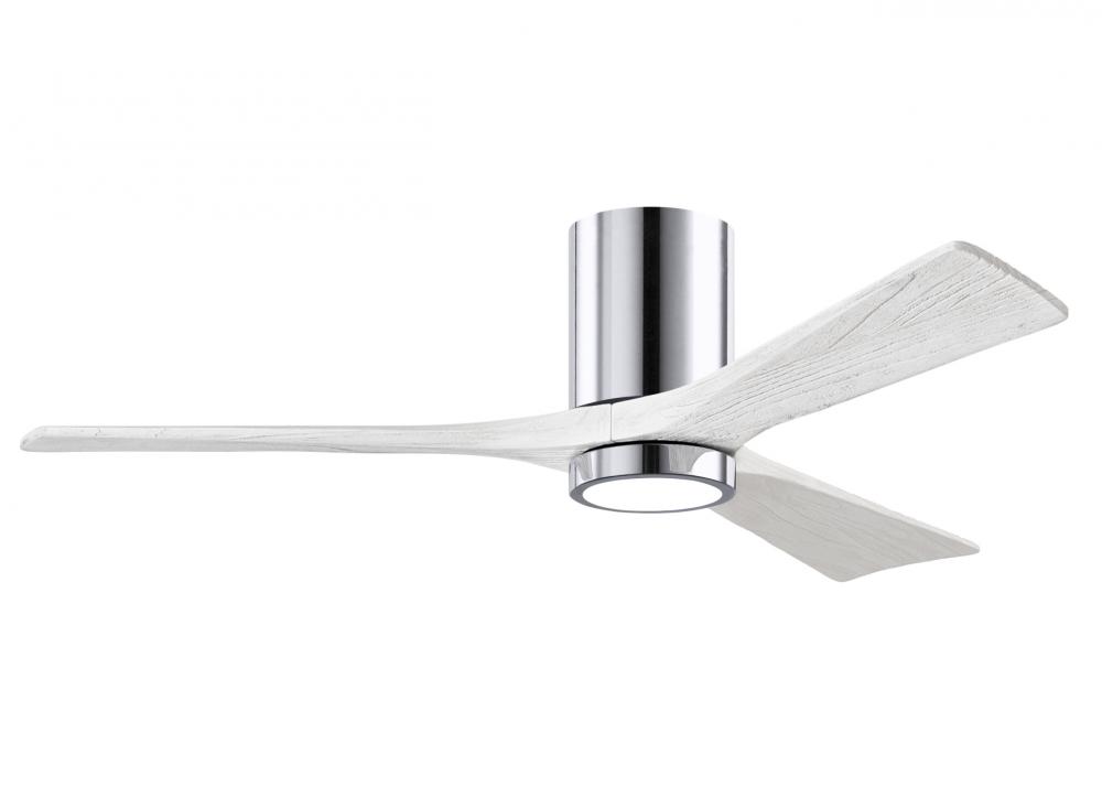 Irene-3HLK three-blade flush mount paddle fan in Polished Chrome finish with 52” solid matte whi