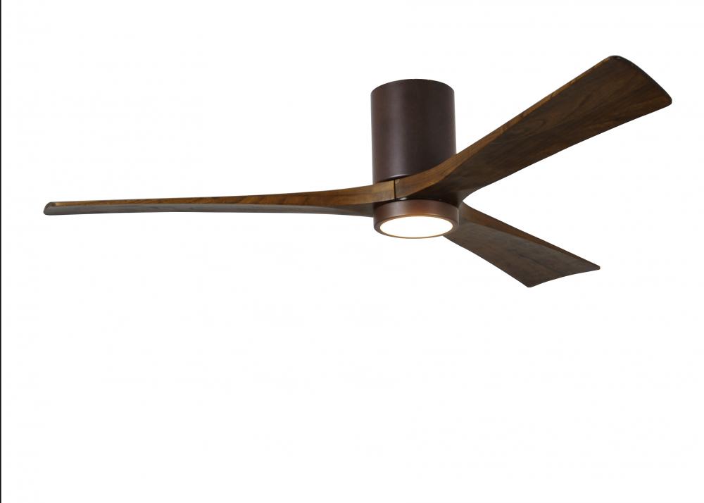 Irene-3HLK three-blade flush mount paddle fan in Textured Bronze finish with 60” solid walnut to