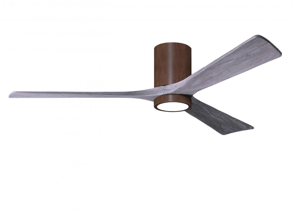 Irene-3HLK three-blade flush mount paddle fan in Walnut finish with 60” solid barn wood tone bla