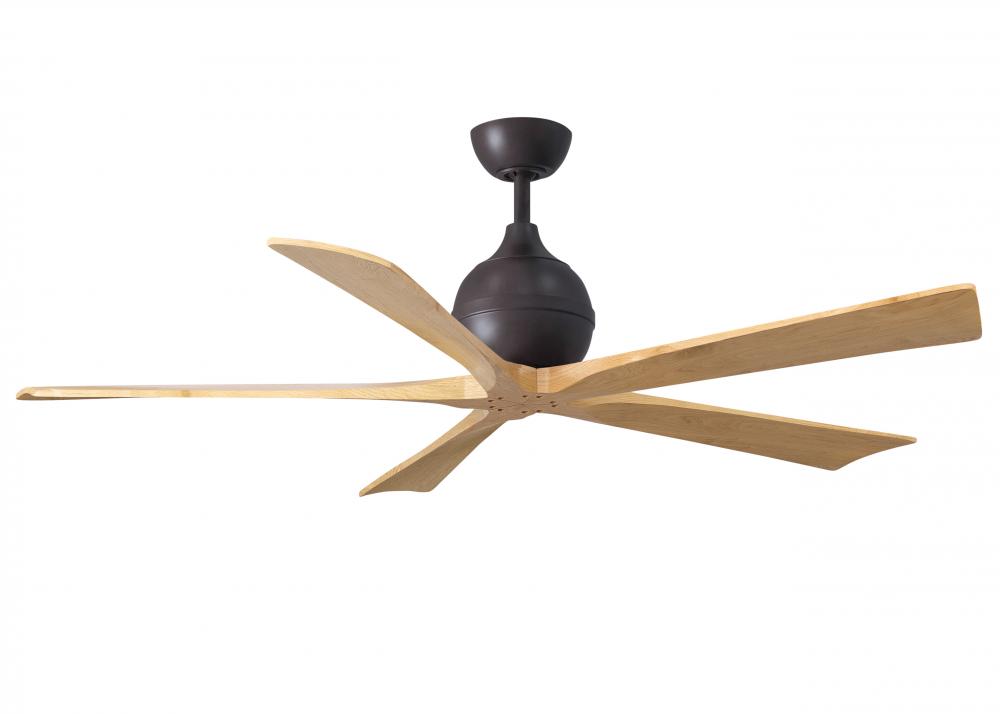 Irene-5 five-blade paddle fan in Textured Bronze finish with 60&#34; with light maple blades.