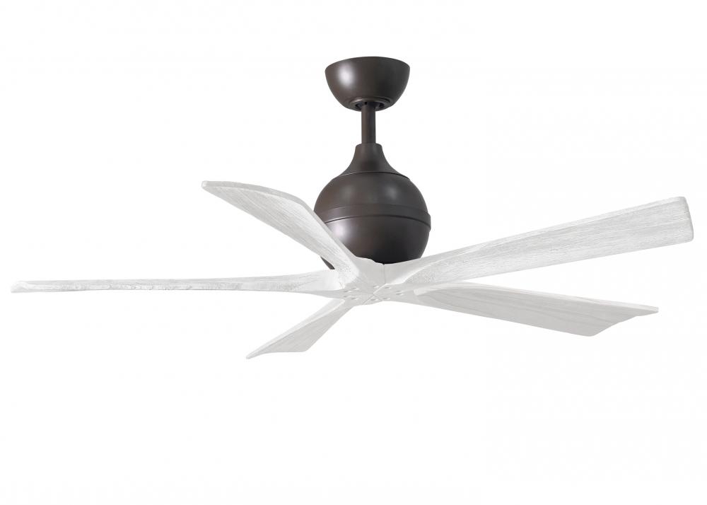 Irene-5 five-blade paddle fan in Textured Bronze finish with 52&#34; solid matte white wood blades