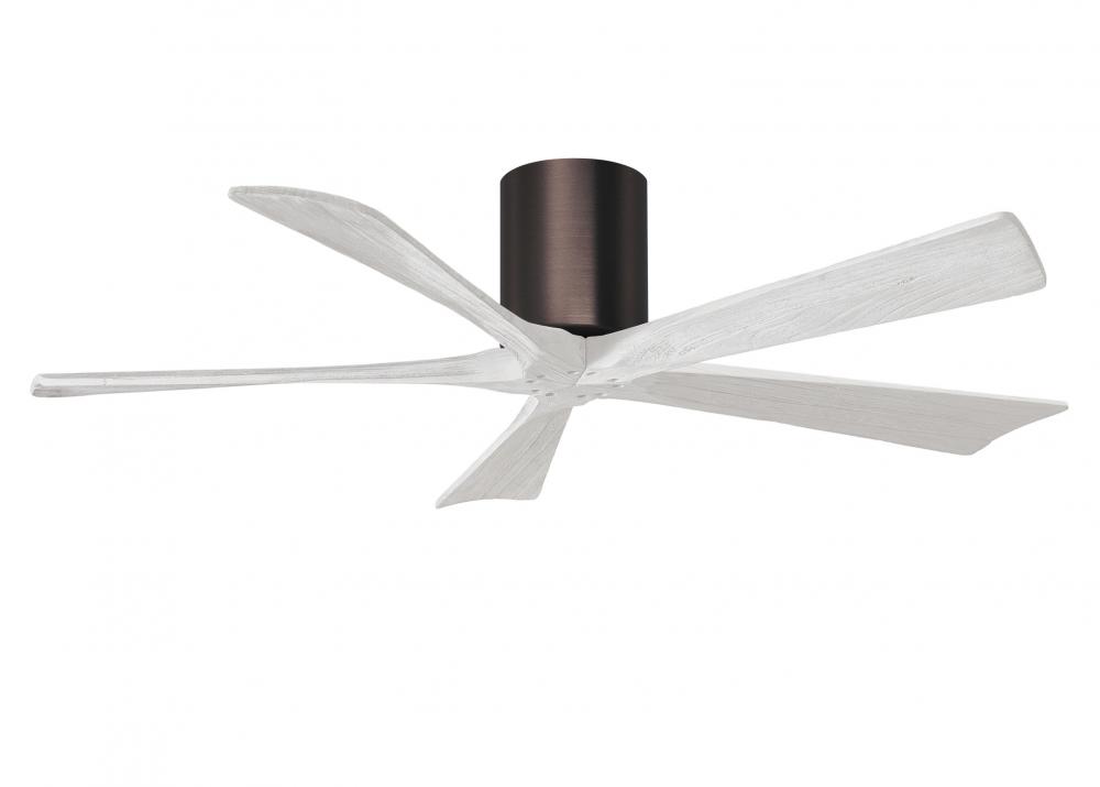 Irene-5H five-blade flush mount paddle fan in Brushed Bronze finish with 52” solid matte white w
