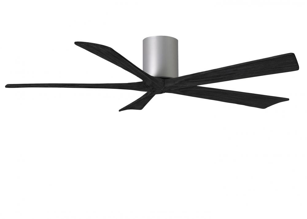 Irene-5H five-blade flush mount paddle fan in Brushed Nickel finish with 60” solid matte black w