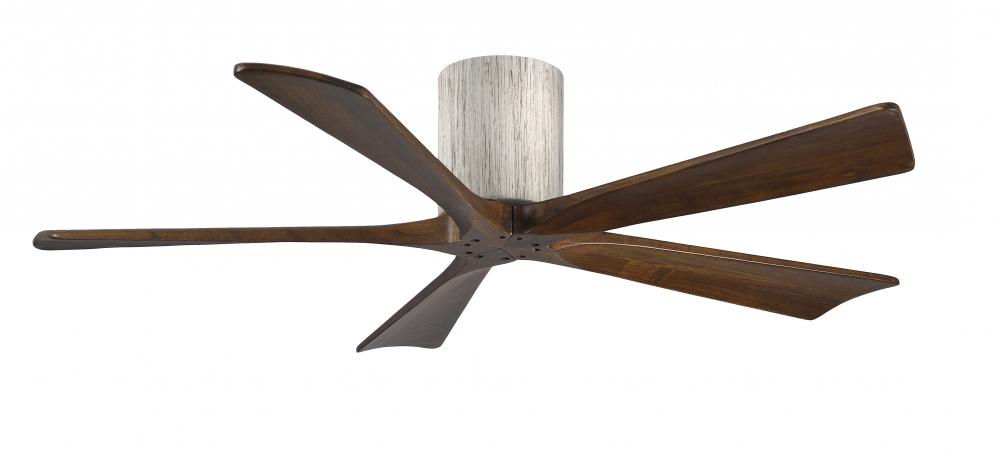 Irene-5H five-blade flush mount paddle fan in Barn Wood finish with 52” solid walnut tone blades