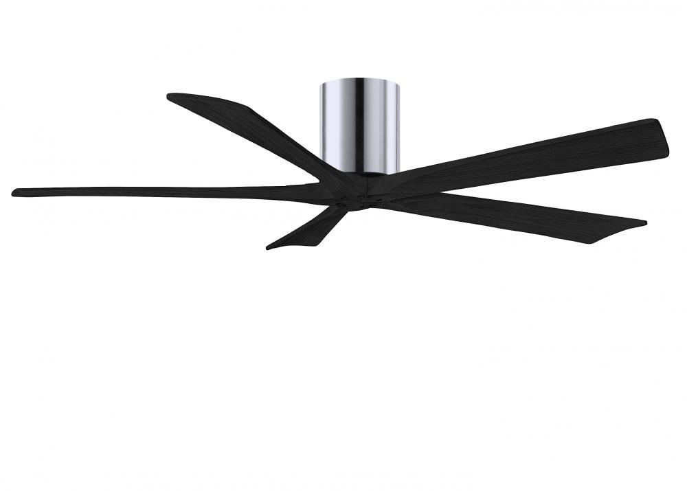 Irene-5H five-blade flush mount paddle fan in Polished Chrome finish with 60” solid matte black