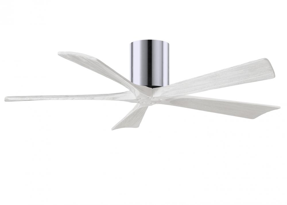Irene-5H five-blade flush mount paddle fan in Polished Chrome finish with 52” solid matte white