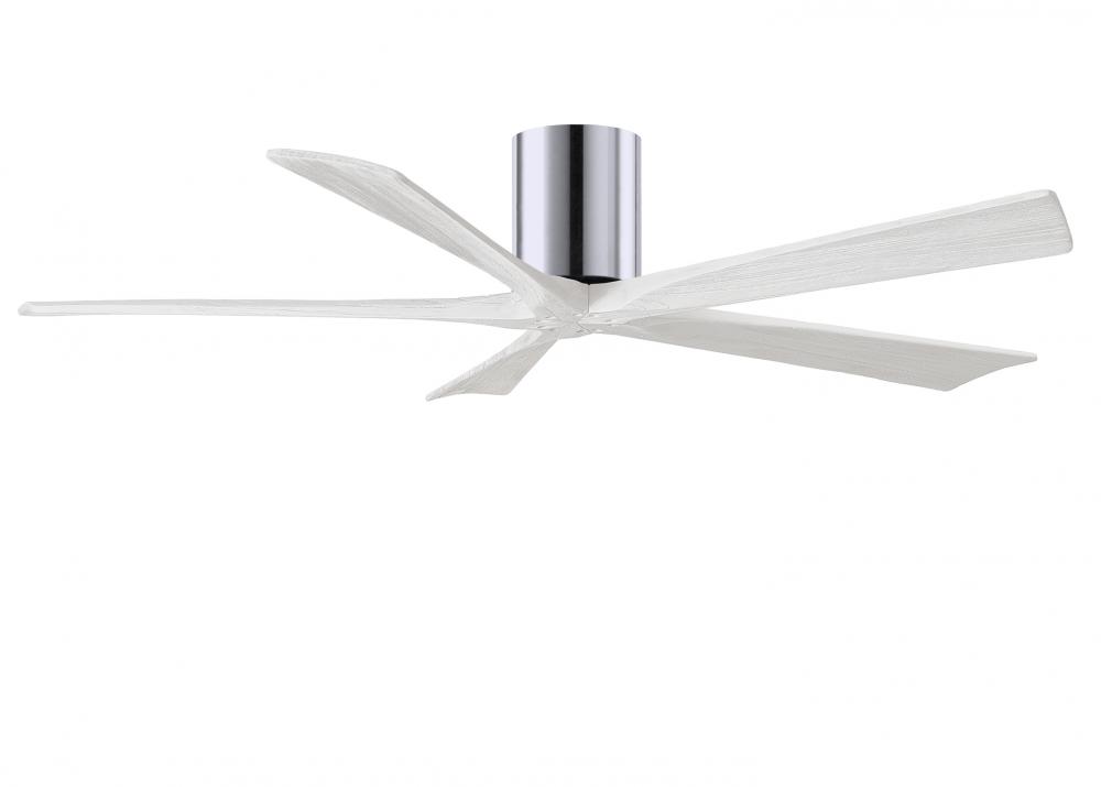 Irene-5H five-blade flush mount paddle fan in Polished Chrome finish with 60” solid matte white