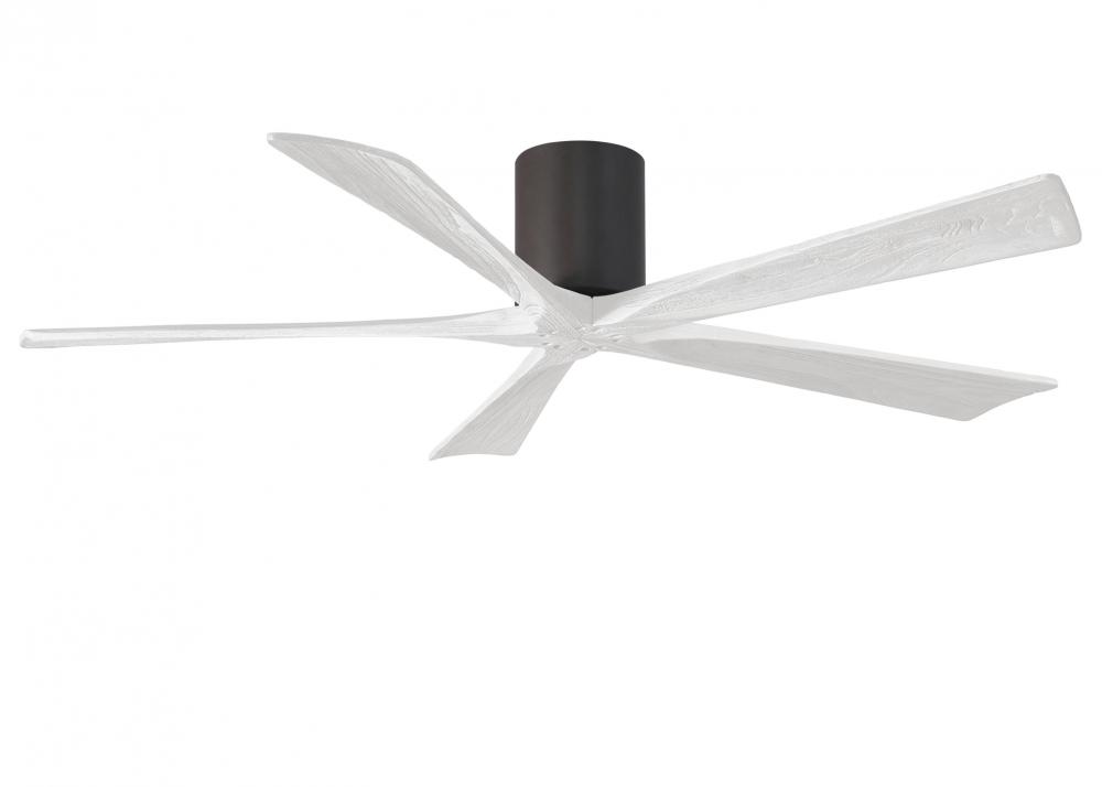 Irene-5H five-blade flush mount paddle fan in Textured Bronze finish with 60” solid matte white