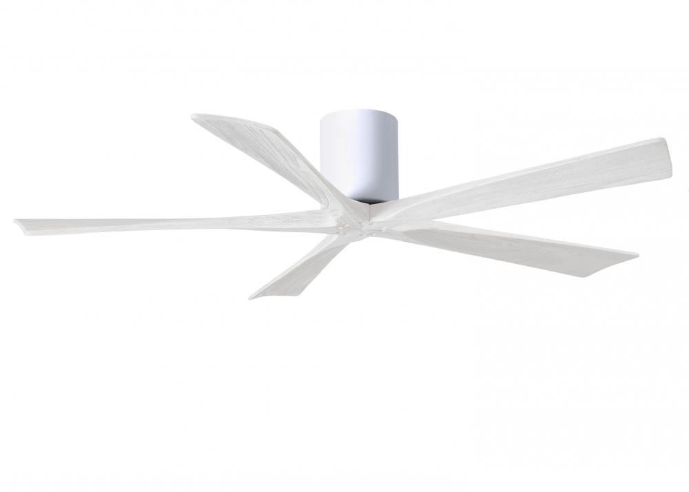 Irene-5H five-blade flush mount paddle fan in Gloss White finish with 60” solid matte white wood