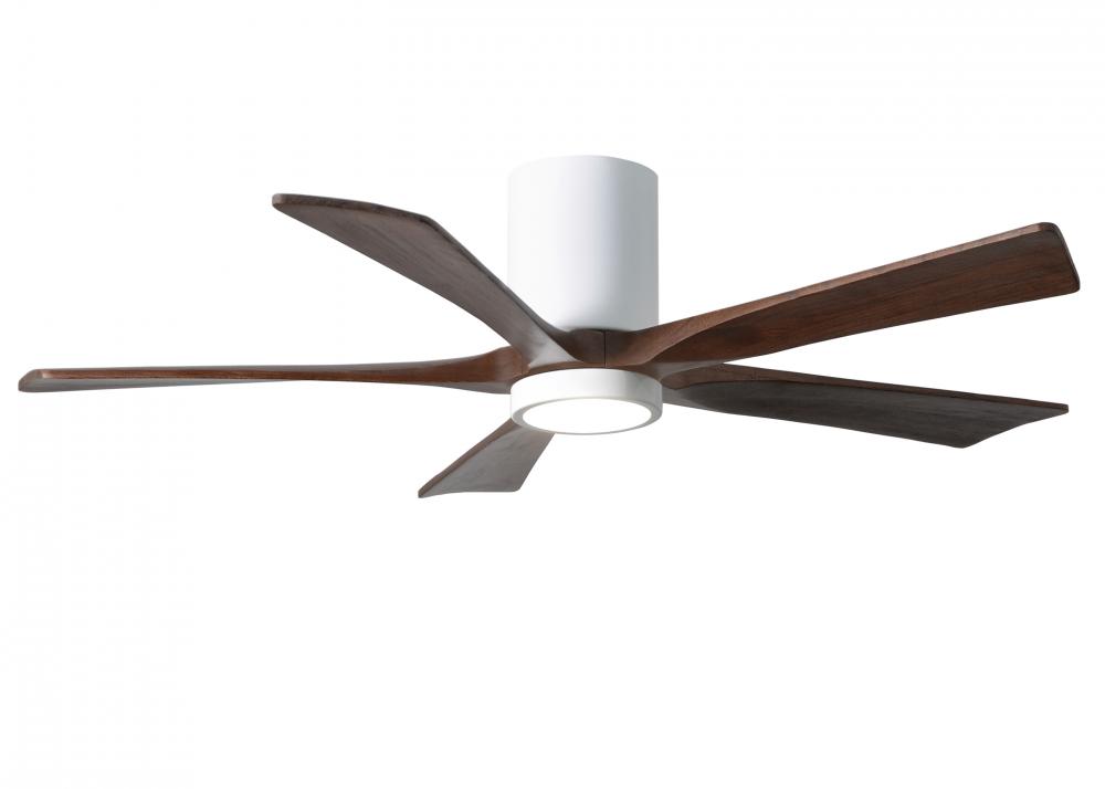 IR5HLK five-blade flush mount paddle fan in Gloss White finish with 52” solid walnut tone blades