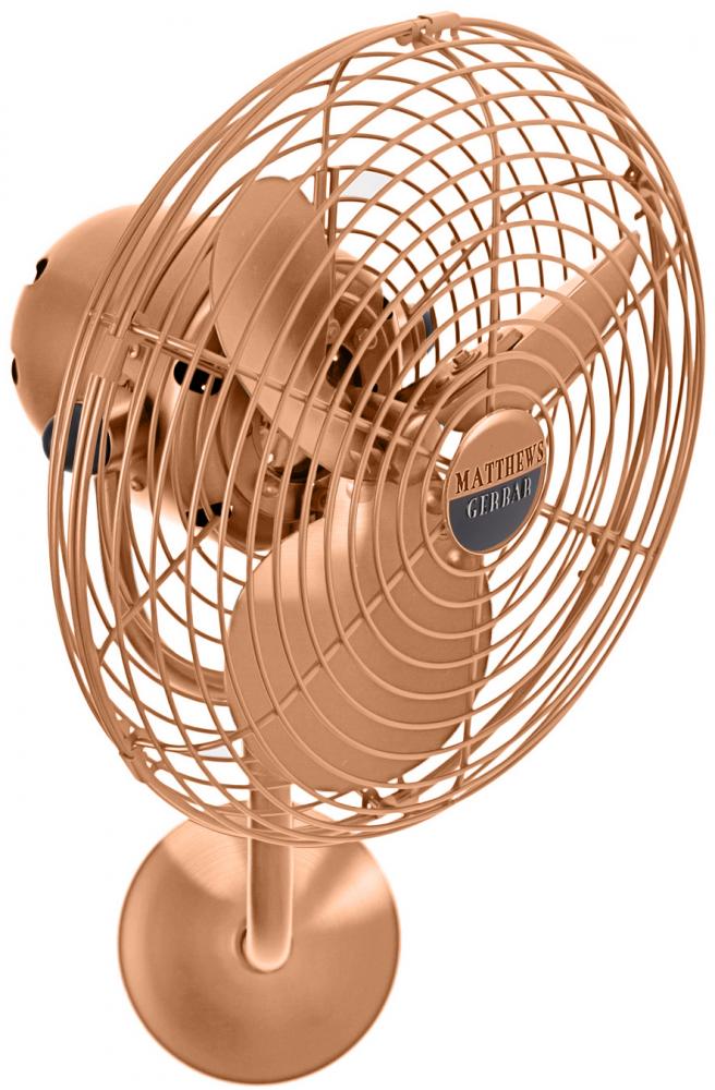 Michelle Parede vintage style wall fan in brushed copper finish.