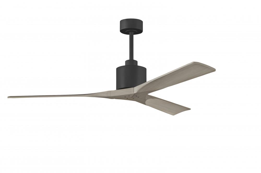 Nan 6-speed ceiling fan in Matte Black finish with 60” solid gray ash tone wood blades