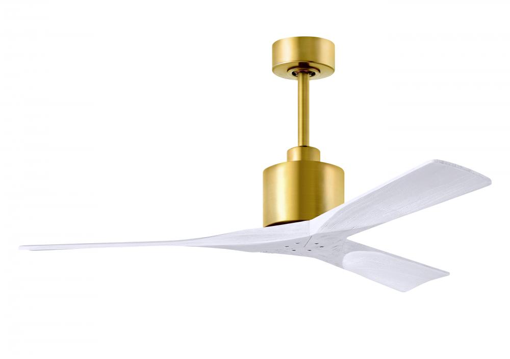 Nan 6-speed ceiling fan in Brushed Brass finish with 52” solid matte white wood blades