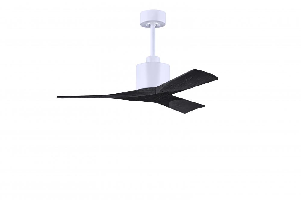 Nan 6-speed ceiling fan in Matte White finish with 42” solid matte black wood blades