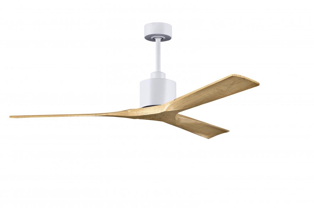 Nan 6-speed ceiling fan in Matte White finish with 60” solid light maple tone wood blades