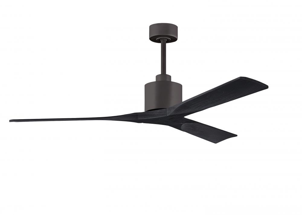 Nan 6-speed ceiling fan in Textured Bronze finish with 60” solid matte black wood blades