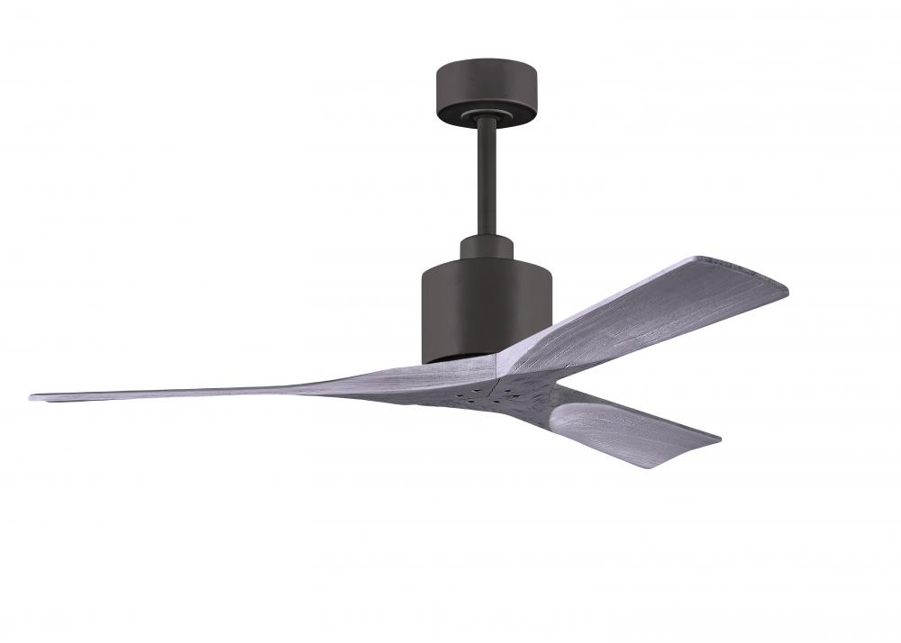 Nan 6-speed ceiling fan in Textured Bronze finish with 52” solid barn wood tone wood blades