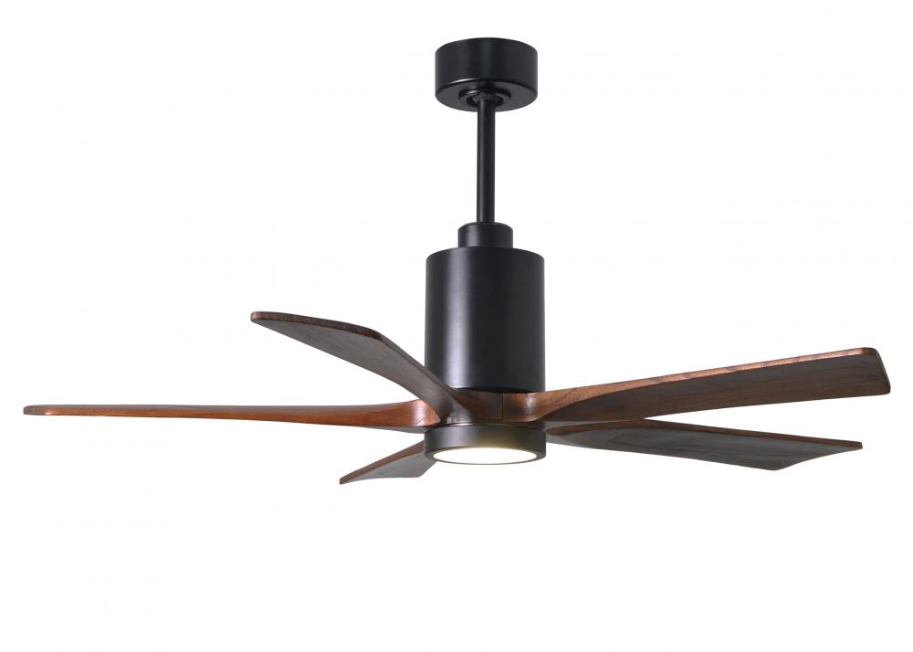 Patricia-5 five-blade ceiling fan in Matte Black finish with 52” solid walnut tone blades and di