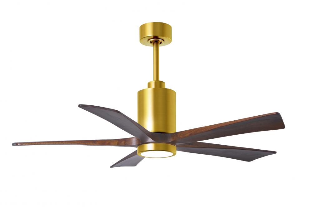 Patricia-5 five-blade ceiling fan in Brushed Brass finish with 52” solid walnut tone blades and