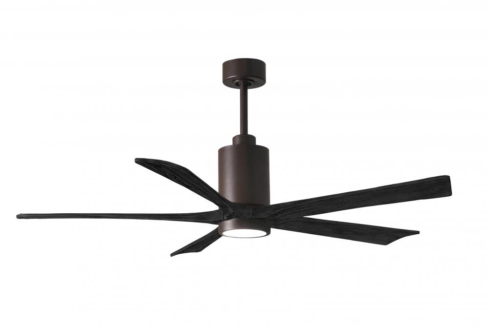 Patricia-5 five-blade ceiling fan in Textured Bronze finish with 60” solid matte black wood blad