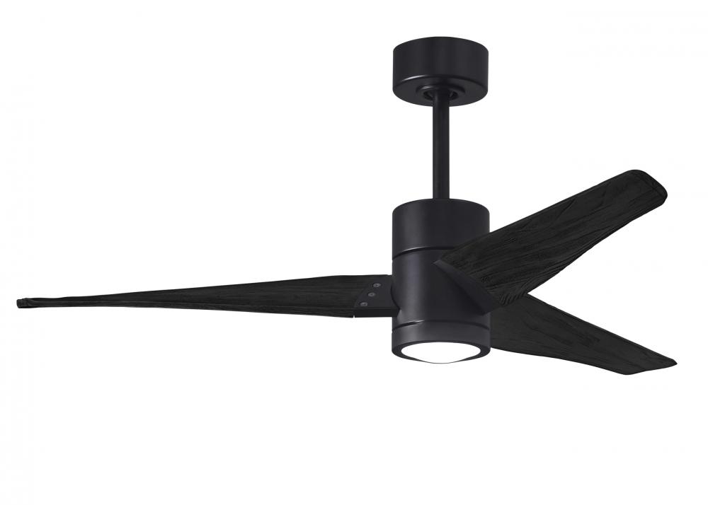 Super Janet three-blade ceiling fan in Matte Black finish with 52” solid matte blade wood blades