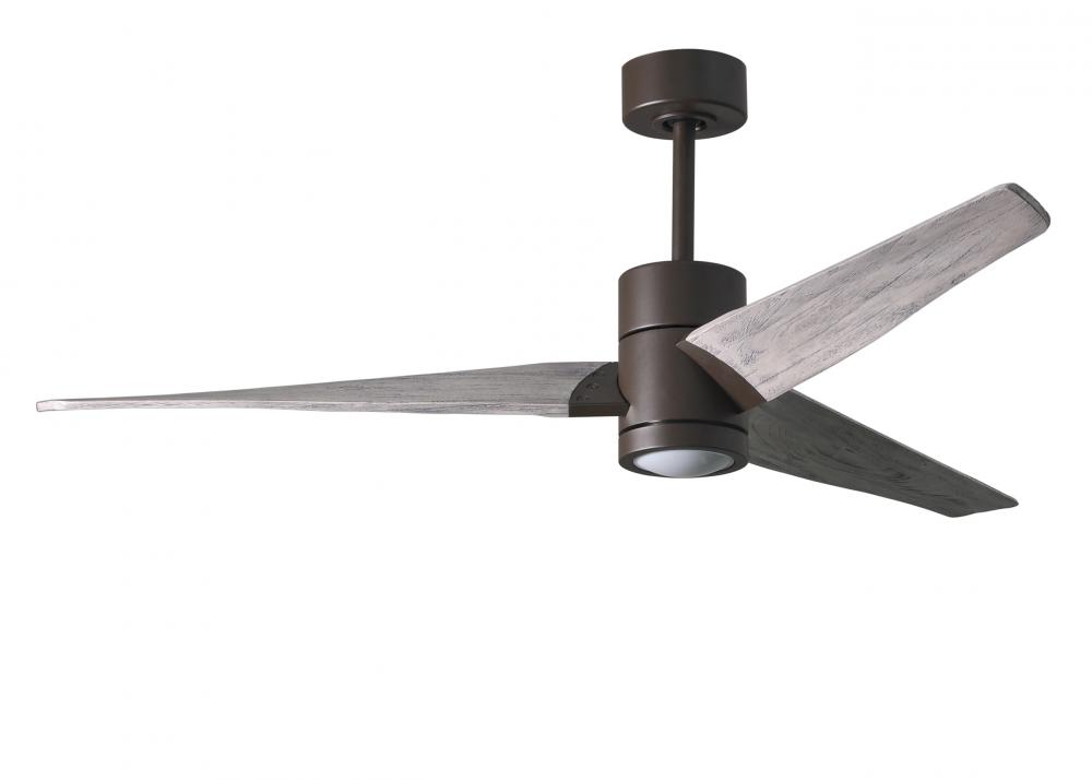 Super Janet three-blade ceiling fan in Textured Bronze finish with 60” solid barn wood tone blad