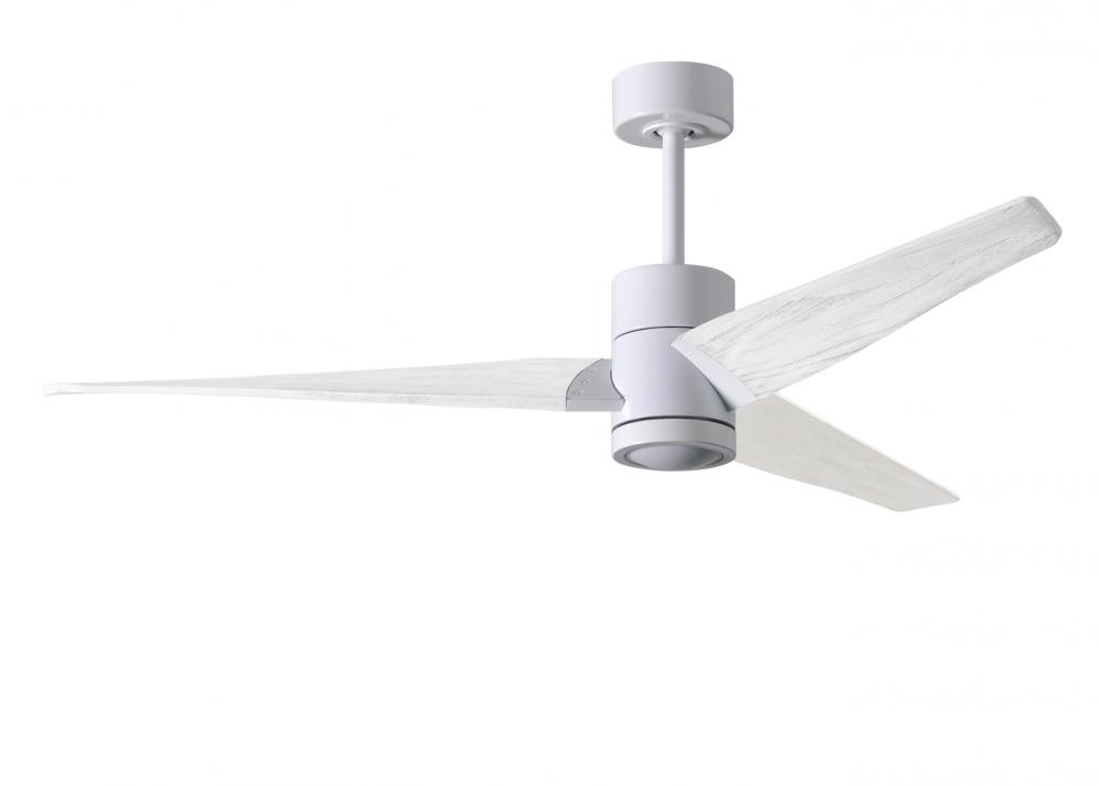 Super Janet three-blade ceiling fan in Gloss White finish with 60” solid matte white wood blades