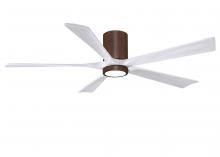 Matthews Fan Company IR5HLK-WN-MWH-60 - IR5HLK five-blade flush mount paddle fan in Walnut finish with 60” solid matte white wood blades