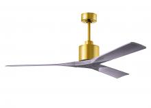 Matthews Fan Company NK-BRBR-BW-60 - Nan 6-speed ceiling fan in Brushed Brass finish with 60” solid barn wood tone wood blades
