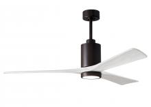 Matthews Fan Company PA3-TB-MWH-60 - Patricia-3 three-blade ceiling fan in Textured Bronze finish with 60” solid matte white wood bla