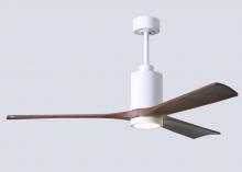 Matthews Fan Company PA3-WH-WA-60 - Patricia-3 three-blade ceiling fan in Gloss White finish with 60” solid walnut tone blades and d