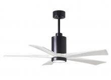 Matthews Fan Company PA5-BK-MWH-52 - Patricia-5 five-blade ceiling fan in Matte Black finish with 52” solid matte white wood blades a